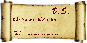 Décsey Sándor névjegykártya