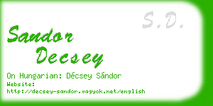 sandor decsey business card