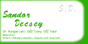 sandor decsey business card